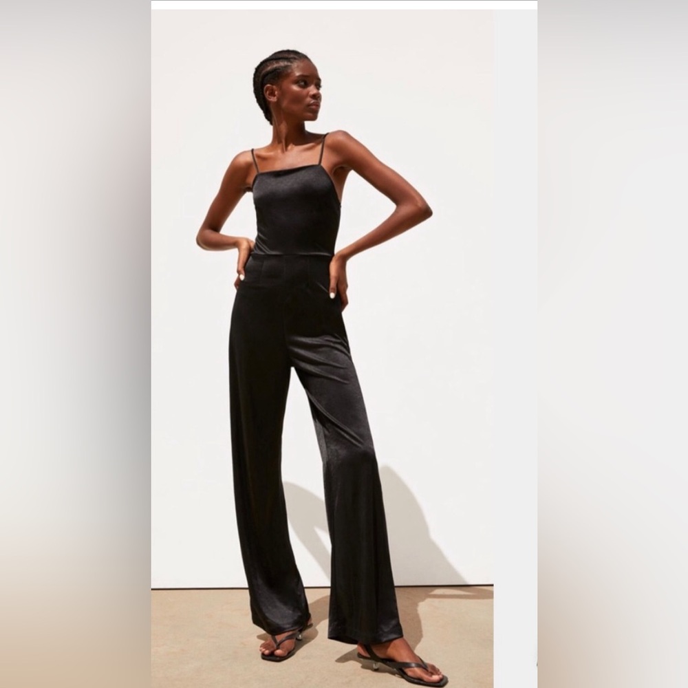 Zara Black Satin Jumpsuit